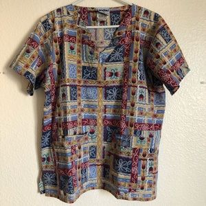 Scrub top- flower pattern